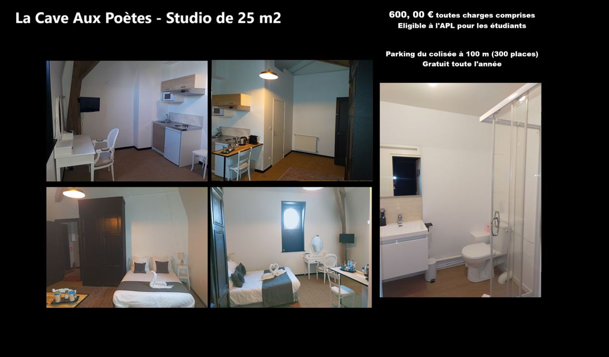 Location studio meublé à Roubaix - 595 € - 25 m²